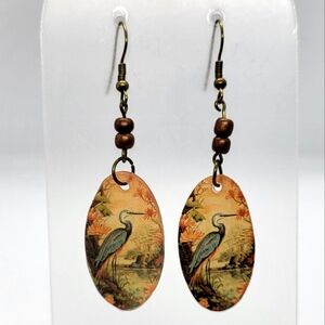 Heron earrings, Shore Bird earrings, Sandfill Crane earrings